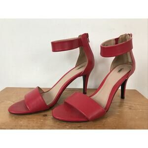 Cato Red Vegan Faux Leather Open Toed Stiletto Ankle Strap High Heels Pumps 10M
